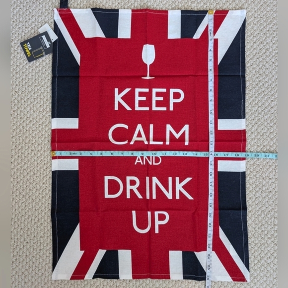 Keep Calm and Drink Up Union Jack Tea Towel UK British Britain Flag Wine Kitchen - Picture 5 of 9